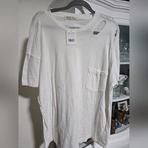 Womans White Distressed T-Shirt